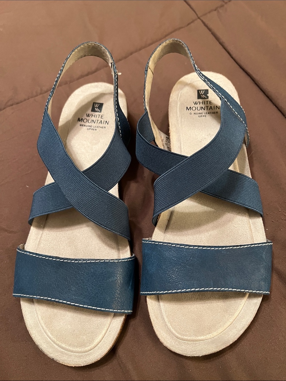 White Mountain Blue Crisscross Elastic Slingback Sandals